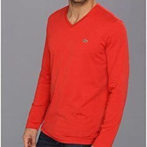Lacoste Men's Long Sleeve Pima V-Neck T-Shirt
